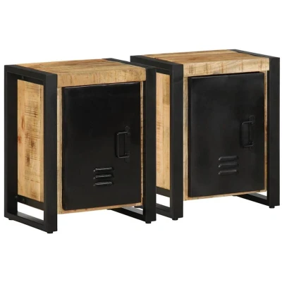 Image of vidaXL Bedside Cabinets 2 pcs Solid Rough Wood Mango