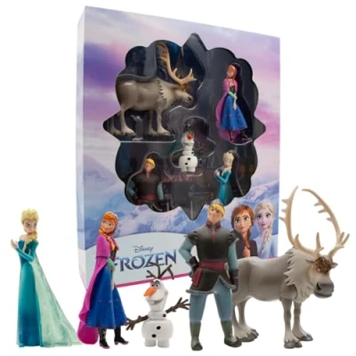 Image of Bullyland 13413 Princess Elsa, Anna, Kristoff, Sven and Olaf Toy Figure Set from Walt Disney Frozen, Faithful to Detail, Ideal as a Small Gift for Children 3 Years, Multicoloured