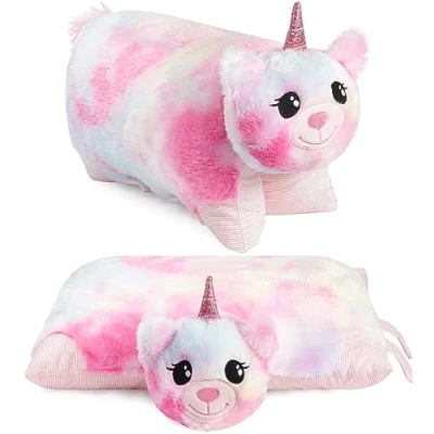 Image of BRUBAKER Cuddly Toy Pillow Unicorn 2 in 1 Plush and 15.7 x 11.8 inches (40 30 cm) Foldable Children&#039;s Colorful