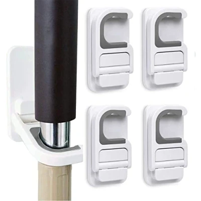 Image of Tinkeep Broom Holder Mop &amp; Grippers Self Adhesive No Drilling Super Anti Slip and Dustpan Hanger Wall Mount Mops Rakes 4 pcs