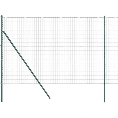 Image of vidaXL Euro Fence with 7 Posts 1.5x10 m Galvanised Steel Green