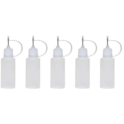 Image of 5 x 10ml Needle Tip Bottle Squeezable Liquid Dropper E (White)