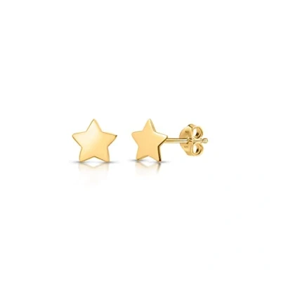 Image of Amberta Women 925 Sterling Silver Celestial Stud Earrings: 18Ct Gold Plated Flat Star Earrings