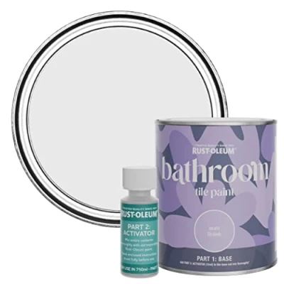Image of Rust Oleum Grey Water Resistant Bathroom Tile Paint in Matt Finish Monaco Mist 750ml