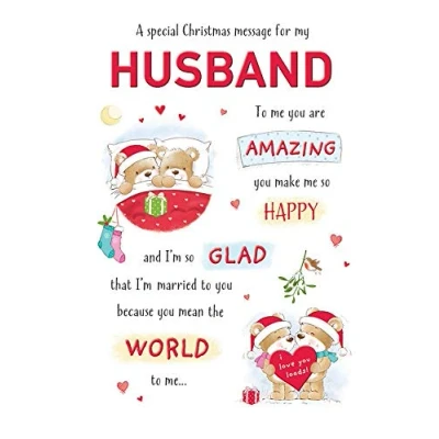 Image of Piccadilly Greetings Cute Christmas Card Husband 9 x 6 inches
