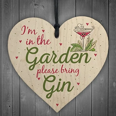 Image of RED OCEAN In The Garden Bring Gin Wall Shed Plaque Decor Alcohol Sign Funny Friendship Gift