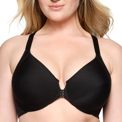 Image of Glamorise Full Figure Plus Size Front Closure Smoothing Wonderwire Bra Underwire #1247 Black
