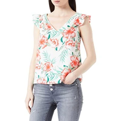 Image of Only ONLSYLVIE LIFE FR S/S FRILL TOP women&#039;s Blouse in Multicolour