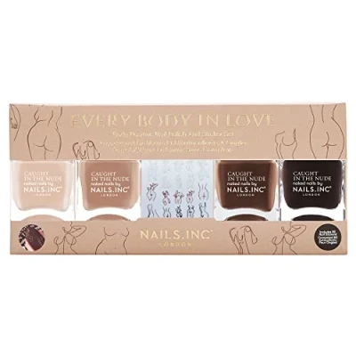 Image of Nails Inc Everybody in Love Nail Polish Set with Stickers, 56ml, Nude