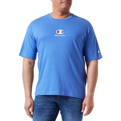 Image of Champion Men&#039;s Legacy Icons Plus S/S Crewneck T Shirt, Blue Jeans, M