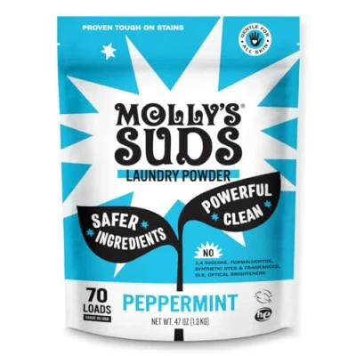 Image of Molly&#039;s Suds Original Laundry Detergent Powder Natural Washing Powder, Earth Derived Detergent, Non Liquid &amp; Organic Sensitive Skin 70 Loads, Peppermint