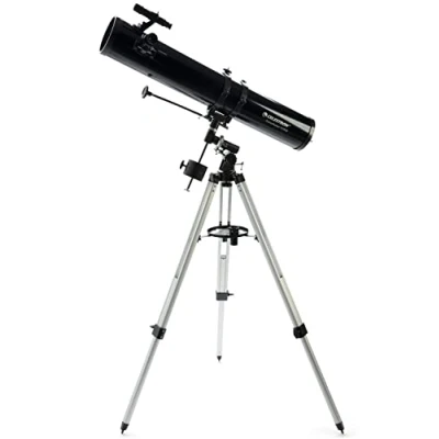 Image of Celestron 21045 PowerSeeker 114EQ Reflector Telescope includes Two Eyepieces, Barlow Lens, Height adjustable Tripod and Deluxe Accessory Tray, Black