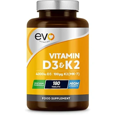 Image of Vitamin D3 4000iu &amp; K2 100ug (MK7) 180 Vegetarian Tablets 1 A Day 6 Month Supply High Strength and D Supplement Made in The UK