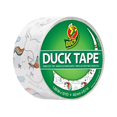 Image of Duck Tape Pattern Colours Whimsical Unicorns. Arts &amp; Crafts, DIY, Gift Wrapping, Decorative, Scrapbook, Scrapbooking, Bullet Journal, Planner, Party, Festivals, Decoration 48mm x 9.1m