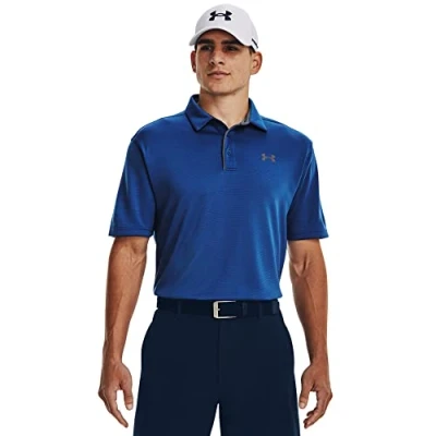 Image of Under Armour Men&#039;s tech Golf Polo Shirt, (471) Blue Mirage/Pitch Gray, 3XL Long
