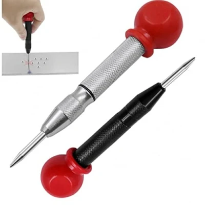 Image of Automatic Center Hole Punch Marker Scriber with Cushion Cap Adjustable Impact Spring Loaded Puncher Breaker Tool 5 Inch