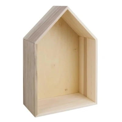 Image of Rayher Wooden House Shape Shadow Box Frame for Crafts, 3D Picture with Hanger, natural wood, 24x16x8cm, 62594000