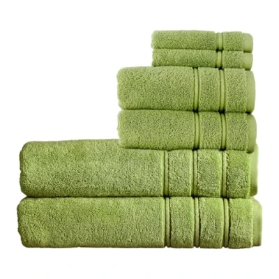 Image of Christy Antalya Bath Sheets Set 6 Piece 100% Turkish Cotton 600GSM Soft Plush Luxury Towel 2 Hand Towels Face Cloths Quick Dry Fern Green
