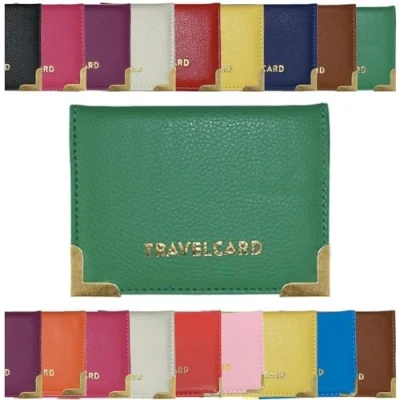 Image of AlezyB 1x Green Bus Pass Holder Travel Card, Credit Card and ID for Men Women Soft Leather, Cases &amp; Money Organisers