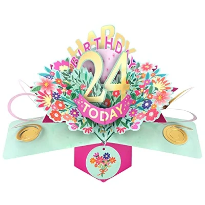 Image of Happy 24th Birthday 24 Today Pop Up Greeting Card Love Kate&#039;s Cards Her POP215MC24