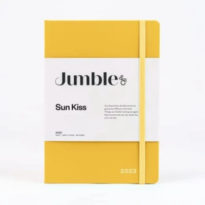 Image of Jumble and Co &amp; Convo A5 Week to View Wiro Bound 2023 Diary Sun Kiss Yellow Weekly Journal with dotted pages, JCVBCC 545/23