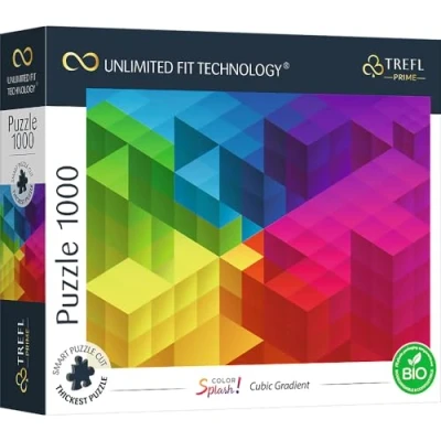 Image of Trefl 10700 1000 Elements, Thickest Cardboard, Organic, Colourful Gradient, Colours, Rainbow Puzzle, Entertainment for Adults and Children from 12 Years, Puzzle Colour Splash: Cubic Gradient