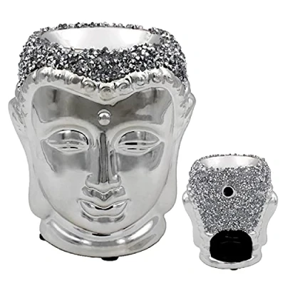 Image of Silver Sparkle Thai Buddha Crushed Diamond Fragrance Oil Burner Wax Warmer