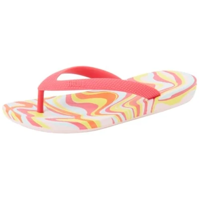 Image of Fitflop iQUSHION Kids Junior Swirly Ergonomic FLIP Flops Sandal, Pink, 1 UK