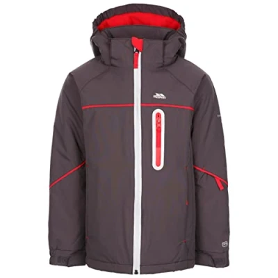 Image of Trespass Kids Ski Jacket Waterproof Lightly Padded with Detachable Hood Wilson Dark Grey 3/4