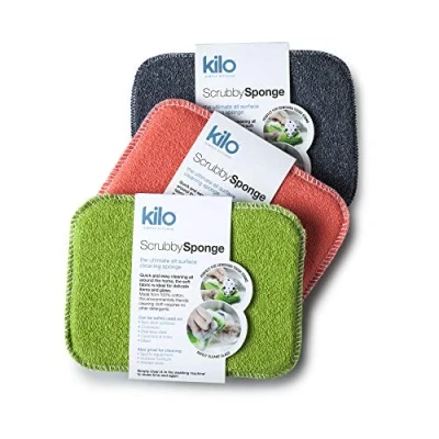 Image of Kilo Scrubby Non Scratch Scourer Sponge with Absorbent Core, Double Sided Scouring Pad, Multi Purpose, Set of 3