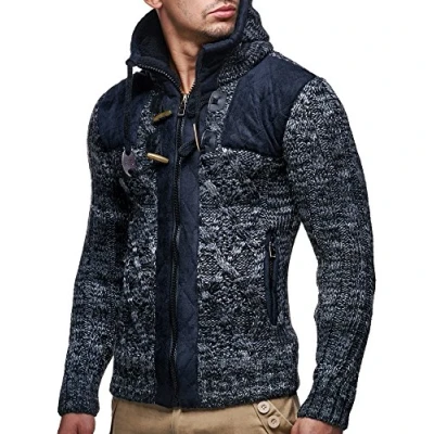 Image of Leif Nelson Men Cardigan Jacket Hood LN 20525 Black Small