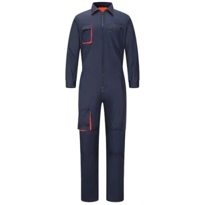 Image of Yukirtiq Men&#039;s Work Wear Boilersuit Coverall with Multi Pockets Heavy Duty Polycotton Overall Trousers Mechanics Boiler Suit, Navy Blue, S