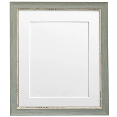 Image of FRAMES BY POST Nordic Distressed Picture Photo Frame, Recycled Plastic, Blue with White Mount, 18 x 12 Image Size 14 8 Inch