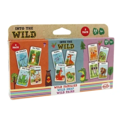 Image of Shuffle Into The Wild 3 kids card games Snap, Families &amp; Pairs, Encourage Your Childs Memory, Matching and Coordinating Skills, For Ages 3+