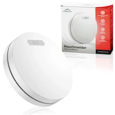 Image of ALPENLUFT Smoke Alarm 10 Year Battery, Fire Flat, Alarms for Home, Detector, Detector with No Drilling, Flashing LED Protection, System (Set of 1)