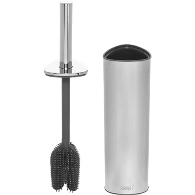 Image of Joseph Flex 360 Luxe, Advanced Smart Toilet brush and Storage Holder Set with anti drip, clog, triple action replaceable head Stainless steel