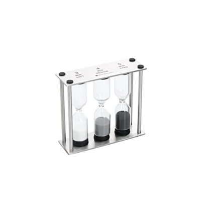 Image of MasterClass Hourglass Triple Sand Timer, Soft Medium Hard Boiled Eggs, Stainless Steel, 3,4,5 Minutes