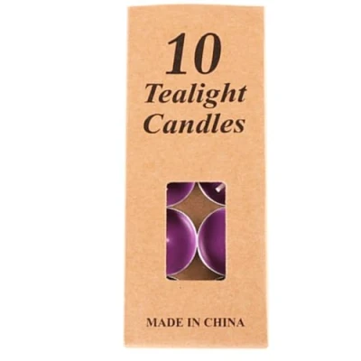 Image of 10 PCS Tealight Candles 2 Hours Burning Time Rainbow Colour Unscented Tea Lights Candles, Purple