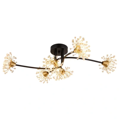 Image of Fiore Multi Arm Semi Flush Ceiling Lamp Matt Black 6x G9