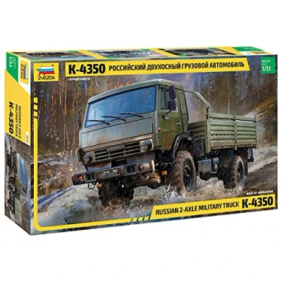 Image of Zvezda 3692 1:35 Russian 2Axle Military Truck K 4350 Model, Plastic Kit for Assembly, Detailed Replica, Unvarnished