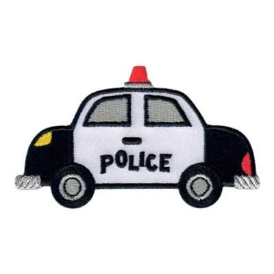 Image of PatchMommy Police Car Patch, Iron On/Sew On Embroidered Applique Motif for Children Kids Baby