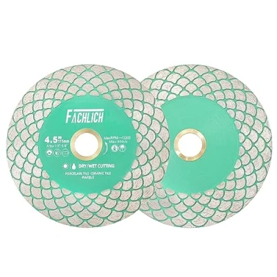 Image of FACHLICH Diamond Tile Cutting Disc 115mm 2PCS Grinding for and Porcelain Ceramic Marble Artificial Stone