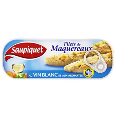 Image of Saupiquet Mackerel Fillets White Wine and Herbs 176G Lot of 5