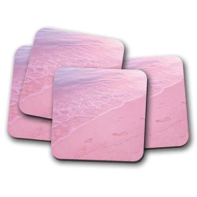 Image of 4 Set Pink Beach Coaster Shore Seaside Ocean Sea Holiday #15085