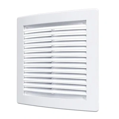 Image of Air Vent Grille with Fly Screen/Modern Flat Louvre Duct Ventilation Cover. (440mm x 440mm, White)