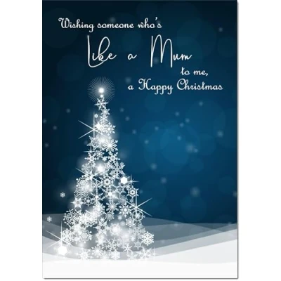 Image of doodlecards Like a Mum Christmas Card Blue Abstract Tree Medium Size for with Plain Envelope