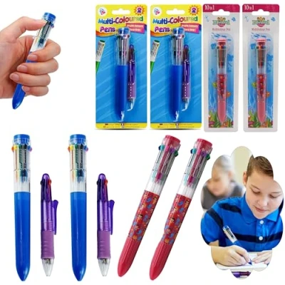 Image of HOVUK 6PCs Acro Ink 0.5mm Multi Function Pen, Shuttle Pens, 10 Colours Retractable Ballpoint Multicolour Pens Bulk for Office School Supplies Students Children Gift