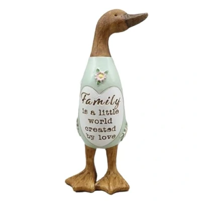 Image of Shudehill Giftware Daisy Message Wooden Duck Ornament Gift Family, Friends, Auntie, Daughter, Sister, Grandma, Nan or Mum Messages (Family)