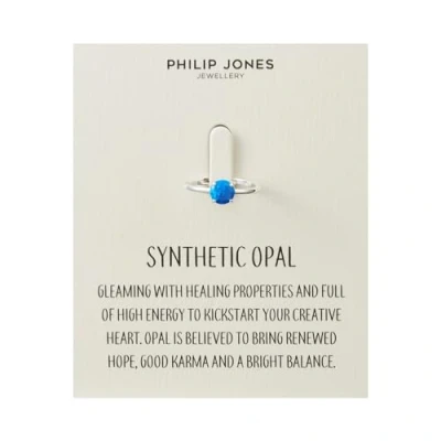 Image of Philip Jones Synthetic Blue Opal Adjustable Ring with Quote Card
