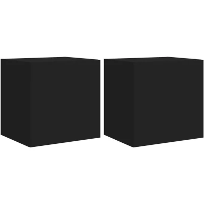 Image of vidaXL TV Wall Cabinets with LED Lights 2 pcs Black 40.5x35x40 cm